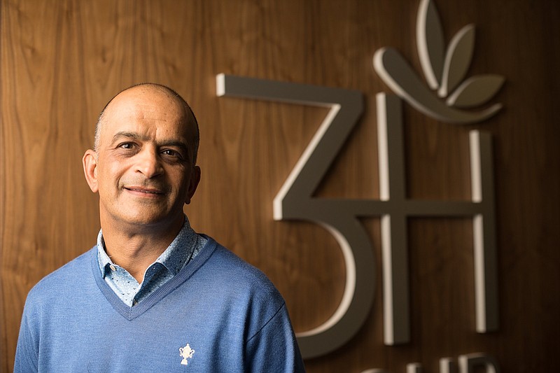 Staff photo by Troy Stolt / Hiren Desai, Founder and CEO of 3H Group Hotels, poses for a portrait at 3H's corporate headquarters on Thursday, April 1, 2021 in Chattanooga, Tenn.