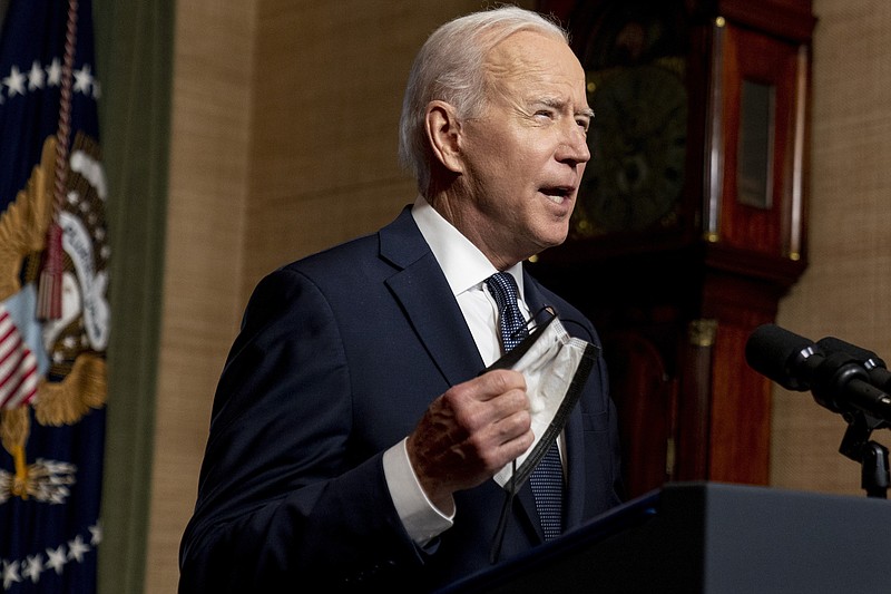 Photo by Andrew Harnik, Pool, file, The Associated Press / In this April 14, 2021 file photo, President Joe Biden speaks from the Treaty Room in the White House about the withdrawal of the remainder of U.S. troops from Afghanistan.