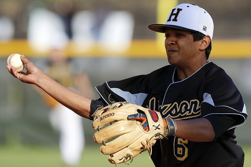 Staff file photo by C.B. Schmelter / Hixson's Manny Velazquez doubled twice in Thursday's non-district road win over Cleveland to bring his average over .500 on the season.