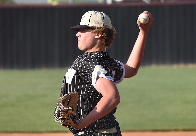 Staff photo by Patrick MacCoon / Lookout Valley junior Brayden Pruitt struck out a career-high 13 in Friday's win over Howard.