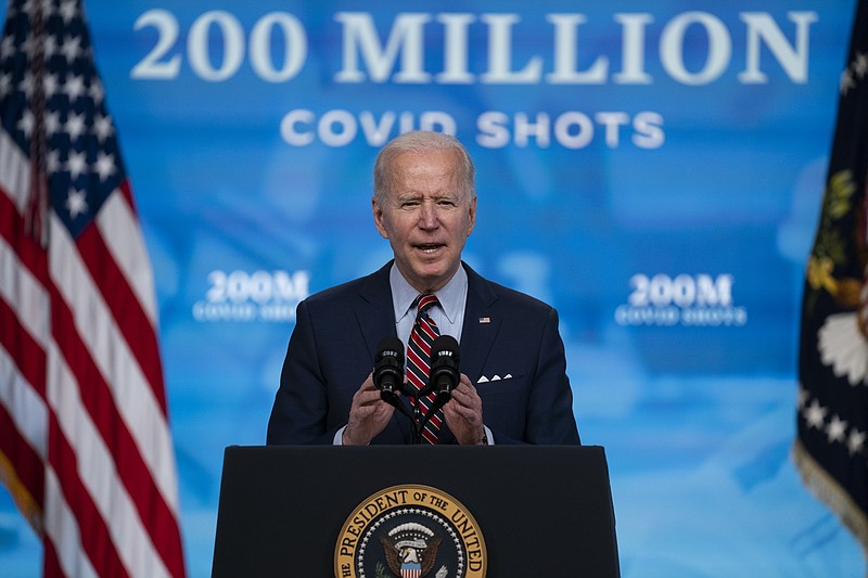 AP file photo by Evan Vucci / In this April 21, 2021, file photo, President Joe Biden speaks about COVID-19 vaccinations at the White House, in Washington.