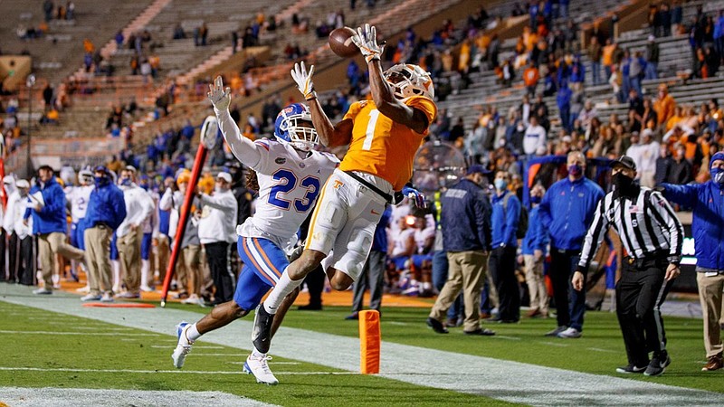 Tennessee Athletics photo / New Tennessee athletic director Danny White hopes for a packed Neyland Stadium later this year, which would be a far cry from what was present to witness this Velus Jones touchdown reception in the final minute of last December's 31-17 loss to Florida.