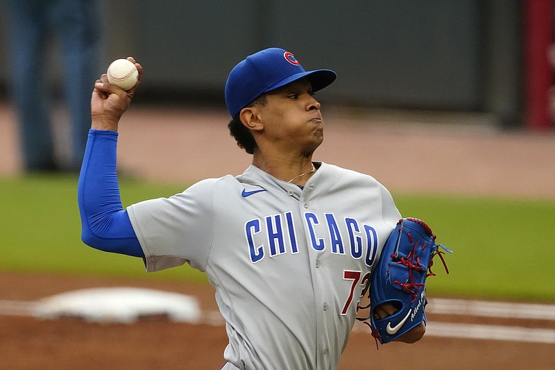 AP photo by John Bazemore / Chicago Cubs starter Adbert Alzolay pitches during Thursday's game against the host Atlanta Braves.