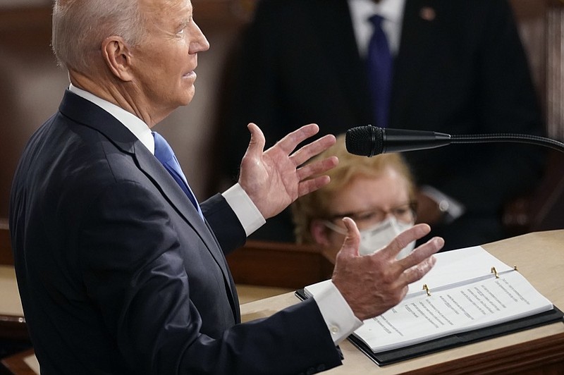 In this April 28, 2021, photo, President Joe Biden speaks to a joint session of Congress in the House Chamber at the U.S. Capitol in Washington. (AP Photo/Andrew Harnik, Pool)


