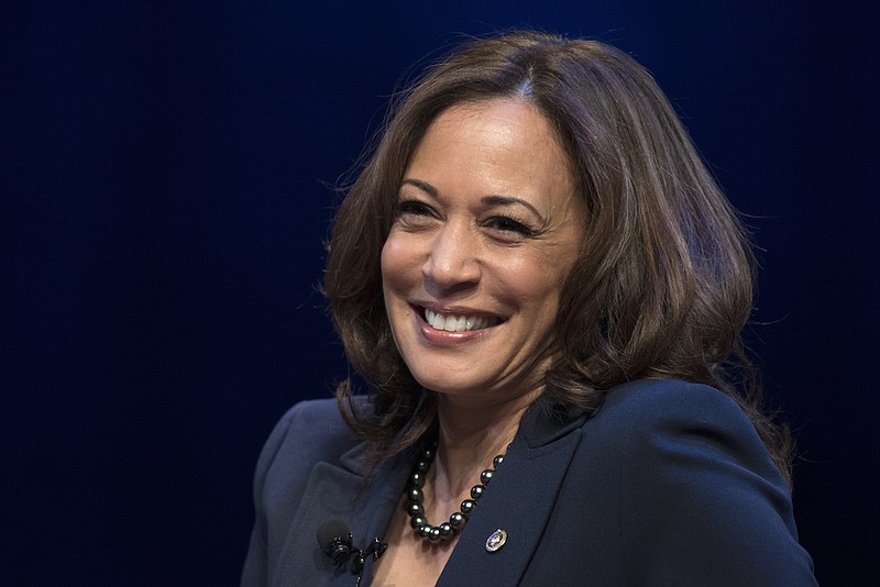 In this Jan. 9, 2019, file photo, kicking off her book tour, Sen. Kamala Harris, D-Calif., speaks at George Washington University in Washington. On Friday, April 30, 2021, The Associated Press reported on stories circulating online incorrectly asserting that a copy of Harris' children's book, "Superheroes Are Everywhere," is being given to every migrant child in a Long Beach, Calif., facility housing unaccompanied minors who recently arrived at the border. (AP Photo/Sait Serkan Gurbuz, File)