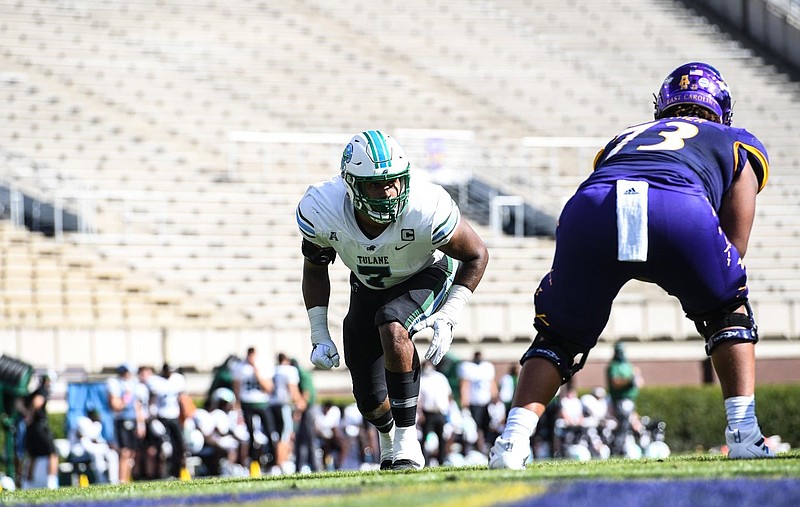 Tulane Athletics photo / Tulane outside linebacker and former Notre Dame High School standout Patrick Johnson was selected early in the seventh round of the NFL draft Saturday by the Philadelphia Eagles.