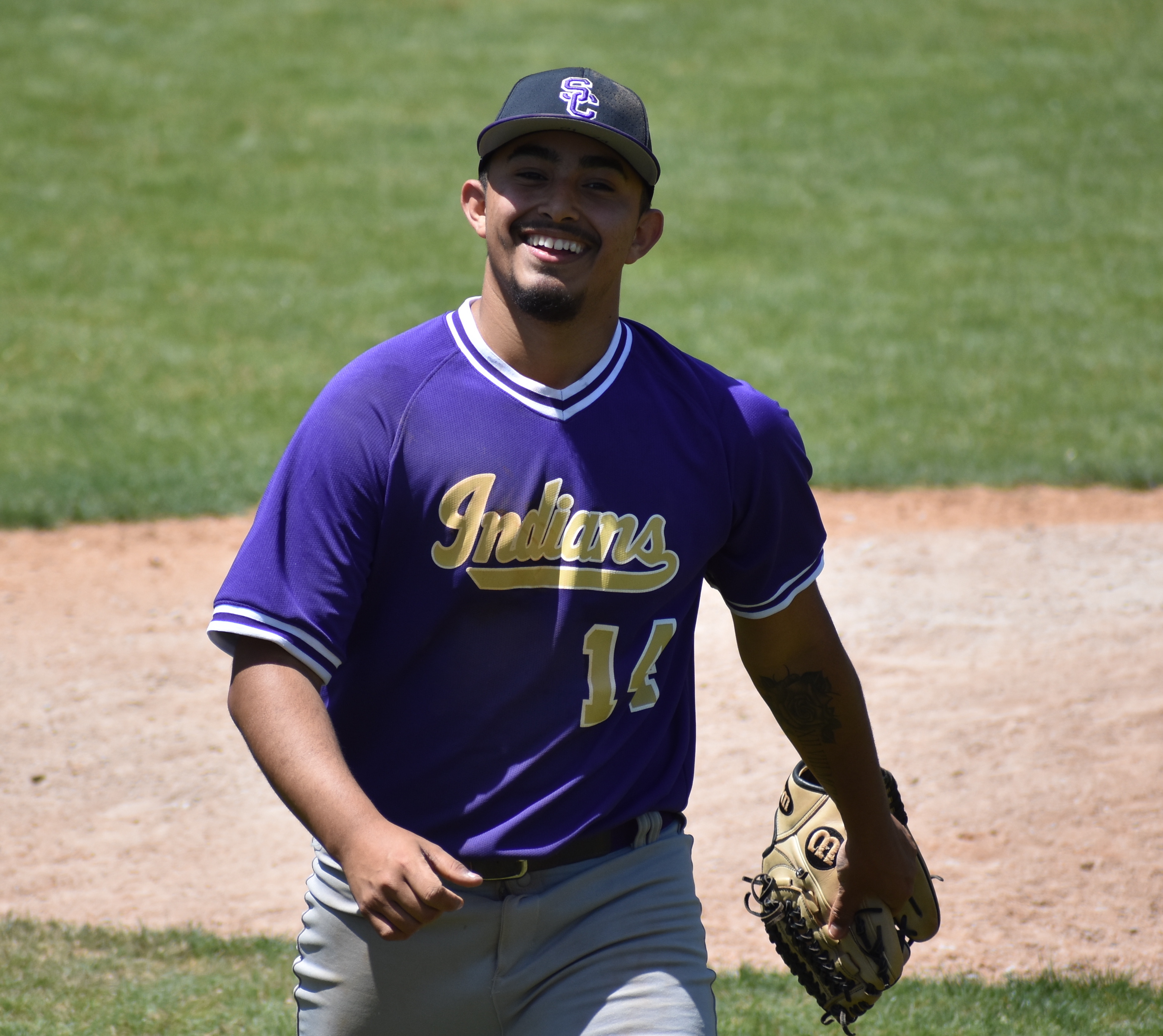 Staff photo by Patrick MacCoon / Sequatchie County's Sergio Camp is all smiles after retiring Signal Mountain batters 1-2-3 in the sixth inning of Saturday's game.