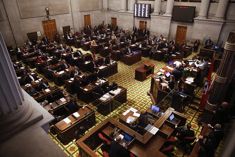 The House of Representatives meets on the first day of the 2020 legislative session Tuesday, Jan. 14, 2020, in Nashville, Tenn. (AP Photo/Mark Humphrey)