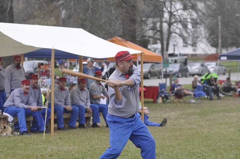 Lightfoot Club's David Hollis, known as "Buster," at the plate in a previous vintage base ball game.