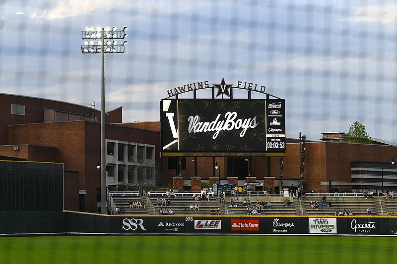AP photo by John Amis / Baseball fans wait for the start of a game between Vanderbilt and visiting Eastern Kentucky at Hawkins Field on April 13 in Nashville. Vanderbilt is ranked No. 2 in the nation and would normally be considered an easy favorite to host an NCAA tournament regional, but Tennessee's recently passed law on transgender athletes could affect the Commodores and other programs in the Volunteer State when it comes to hosting NCAA postseason competition.