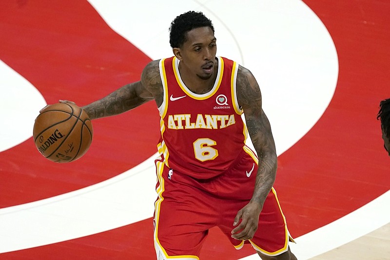 Atlanta Hawks guard Lou Williams (6) is shown in action against the Chicago Bulls in the first half of an NBA basketball game Saturday, May 1, 2021, in Atlanta. (AP Photo/John Bazemore)


