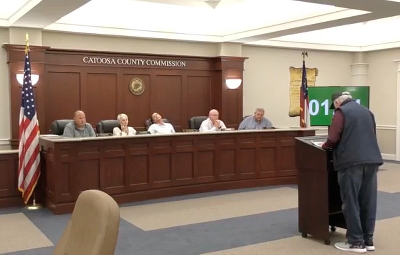 A screenshot from the livestream of last week's Catoosa County commission meeting when George Battersby took five minutes to — among other things — criticize chairman Steven Henry's decison making as chair. / Screenshot from video courtesy of Catoosa County