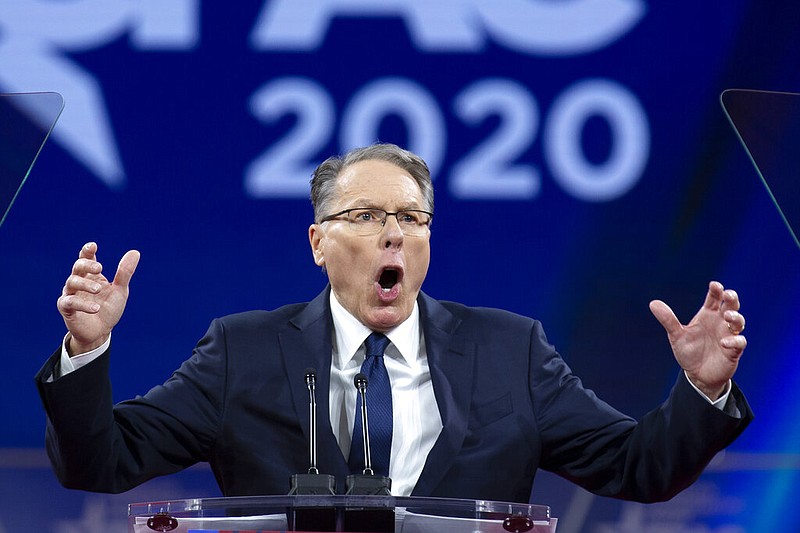 In this Feb. 29, 2020, file photo, National Rifle Association Executive Vice President and CEO Wayne LaPierre speaks at Conservative Political Action Conference, CPAC 2020, in Oxon Hill, Md. Federal Judge Harlin Hale announced his decision Tuesday, May 11, 2021, to dismiss the National Rifle Association's bankruptcy case over whether the powerful gun-rights group should be allowed to incorporate in Texas instead of New York, after 11 days of testimony and arguments. Lawyers for New York and the NRA's former advertising agency grilled the group's embattled top executive, LaPierre, who acknowledged putting the NRA into Chapter 11 bankruptcy without the knowledge or assent of most of its board and other top officers. (AP Photo/Jose Luis Magana, File)