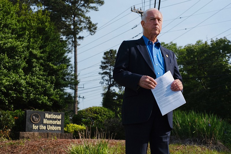 Staff photo by Wyatt Massey / Charlie Wysong, president of American Rights Coalition, stands outside the National Memorial for the Unborn on Vance Road on May 17, 2021. Wysong was one of the key organizers that helped close the city's last abortion clinic 28 years ago and renovated it to become a memorial and a pregnancy center.