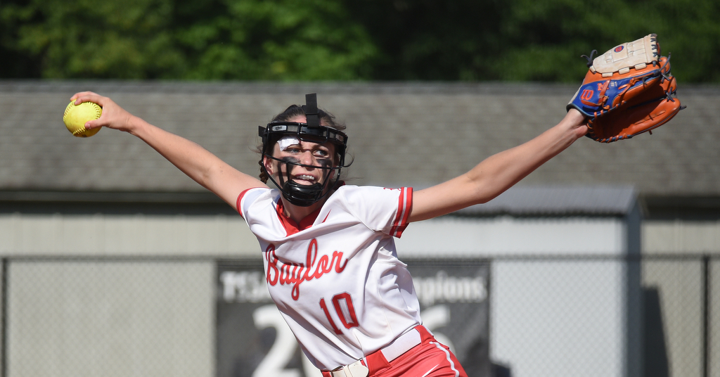 Staff Photo by Matt Hamilton / Baylor (10) Ace Sellers fires a pitch against Briarcrest at Baylor School on Friday, May 21, 2021.
