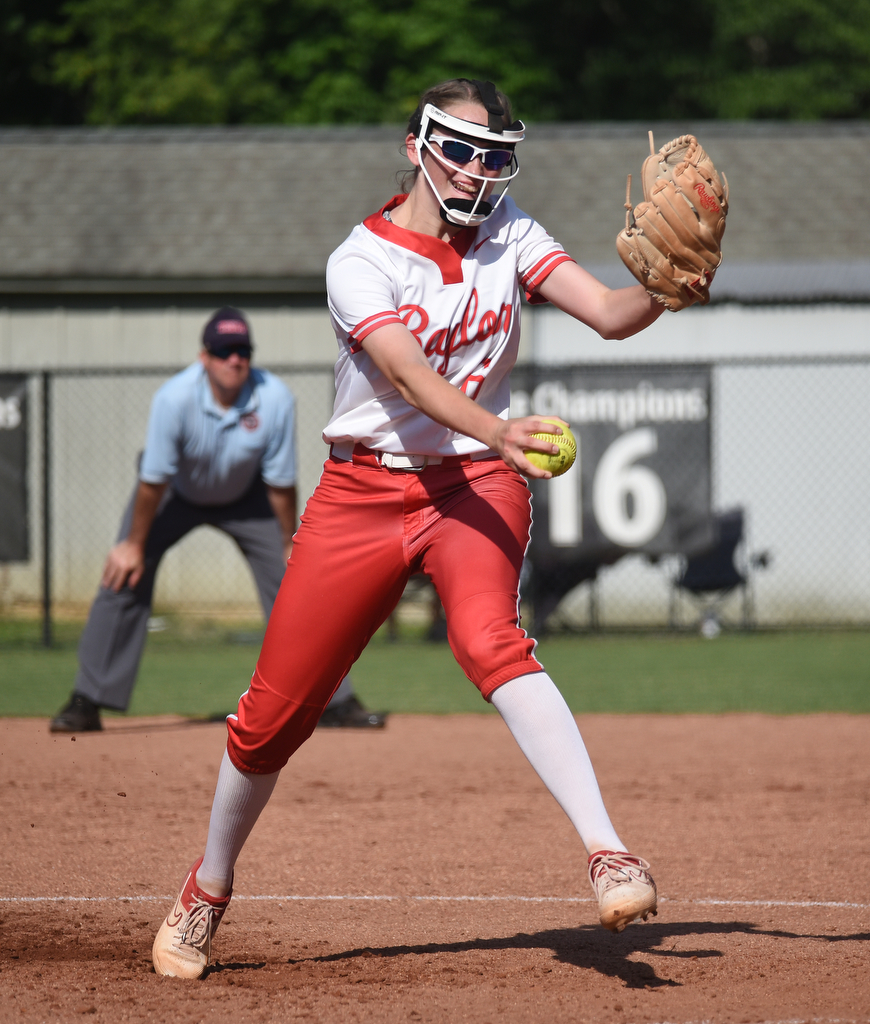 Staff Photo by Matt Hamilton / Baylor (6) Kaylee Snyder pitches in relief in game two against Briarcrest at Baylor School on Friday, May 21, 2021.