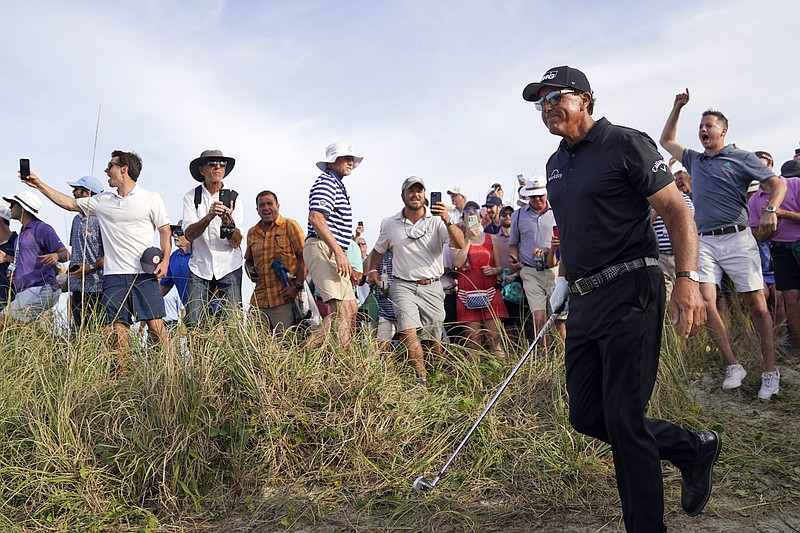 AP photo by David J. Phillip / Fans cheer for Phil Mickelson on the 16th hole of the Ocean Course during the third round of the PGA Championship on Saturday in Kiawah Island, S.C.