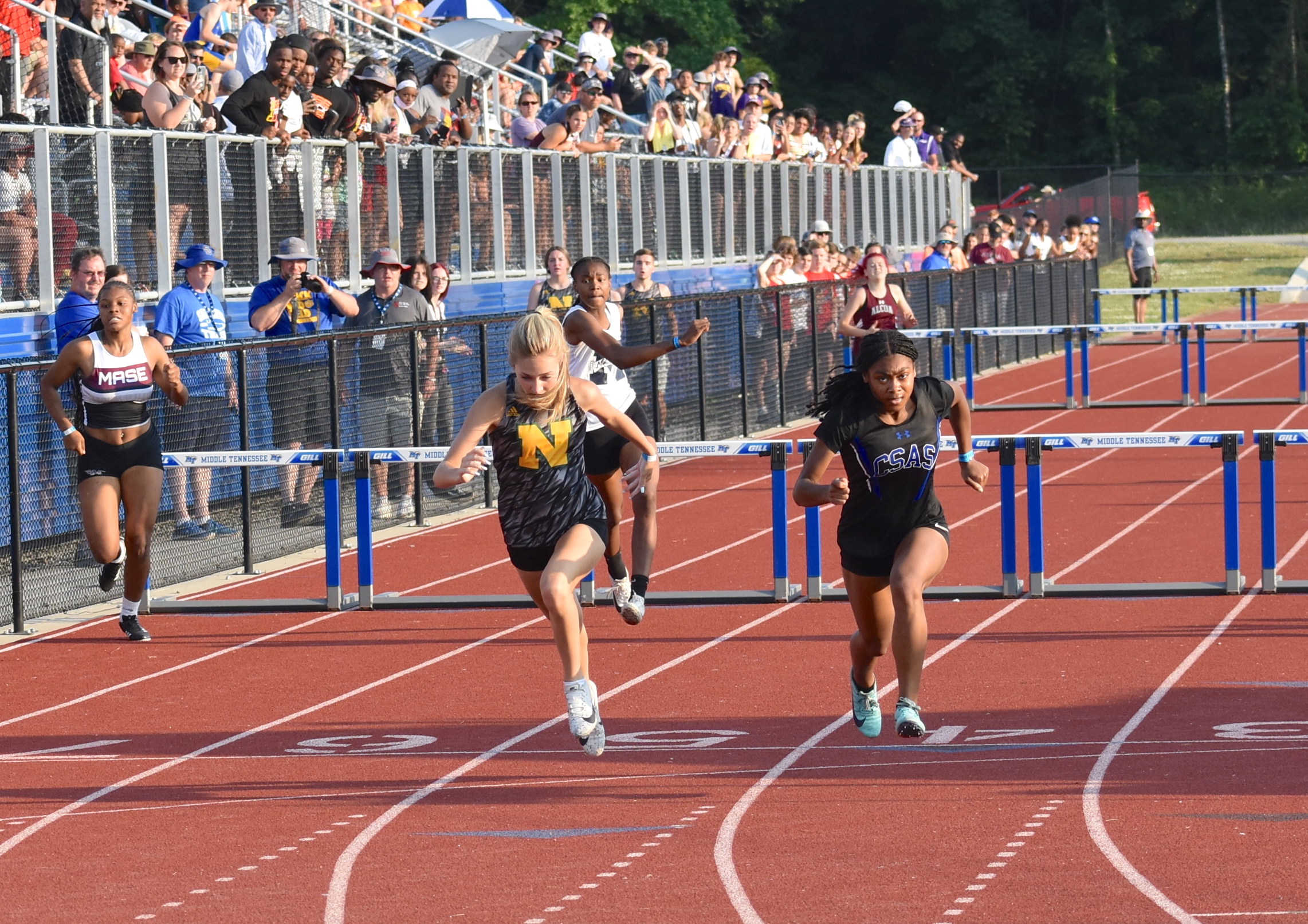 Staff photo by Patrick MacCoon / CSAS star Chelsea Chavis finished second in both the 100m and 300m hurdles.