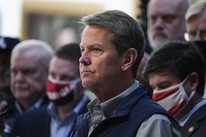 Georgia Gov. Brian Kemp speaks during a news conference at the State Capitol on Saturday, April 3, 2021, in Atlanta. (AP Photo/Brynn Anderson, file)