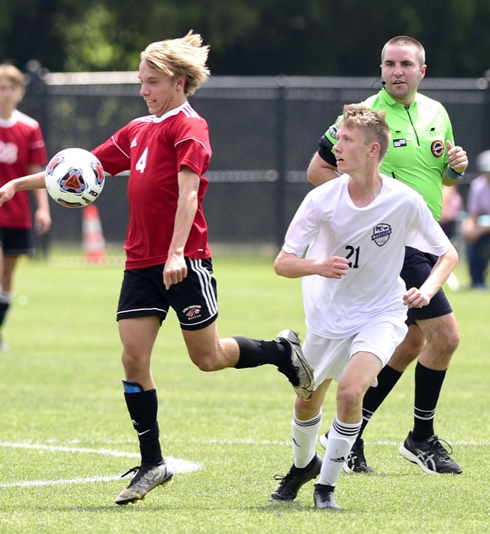 Staff Photo by Robin Rudd / Signal Mountain's Sam Sonksen controls the ball against Madison Magnet in TSSAA Spring Fling action in Murfreesboro on May 25, 2021.