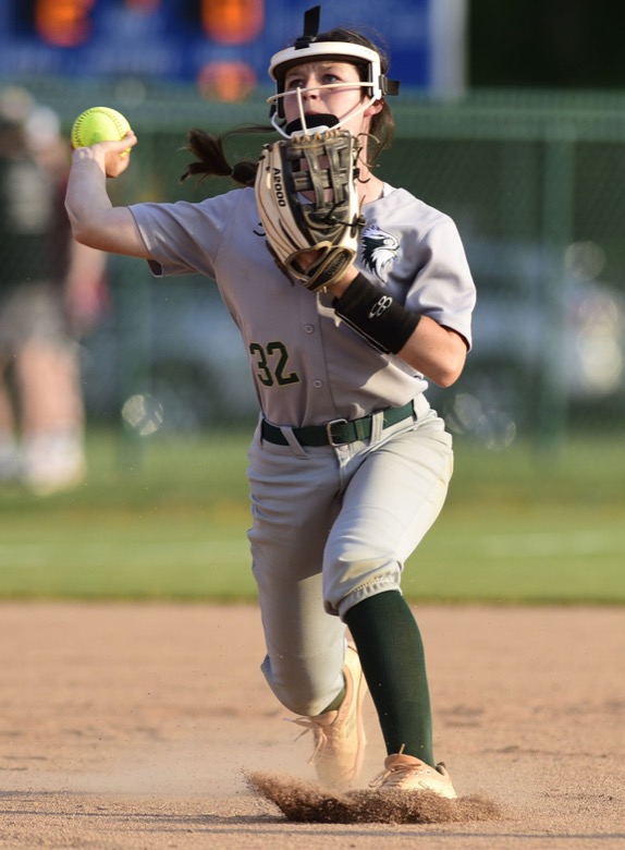 Staff Photo by Robin Rudd / Silverdale shortstop Emry Masterson (32) throws a Tipon-Rosemark runner out. Silverdale faced Tipton-Rosemark in TSSAA Spring Fling softball action at the the Starplex in Murfreesboro on May 25, 2021.