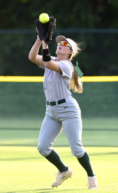 Staff Photo by Robin Rudd / Silverdale rightfielder Ansley Junkins (10) catches a fly ball for an out. Silverdale faced Tipton-Rosemark in TSSAA Spring Fling softball action at the the Starplex in Murfreesboro on May 25, 2021.