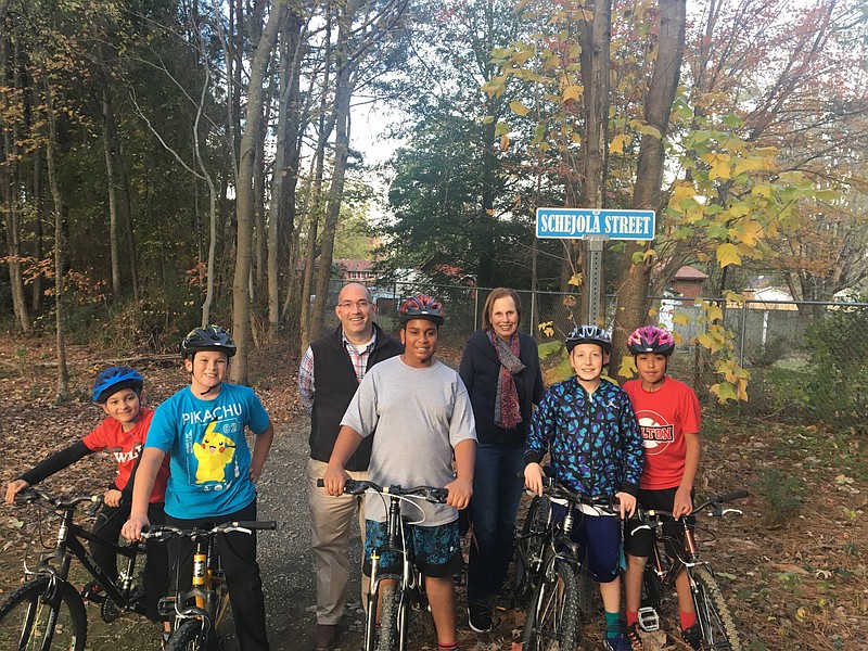 Photo courtesy Pedal Up / Participants in the first Pedal Up mountain biking program at the Boys & Girls Club in Dalton are pictured with club CEO Robbie Slocumb and Linda Schejola of the Schejola Foundation.