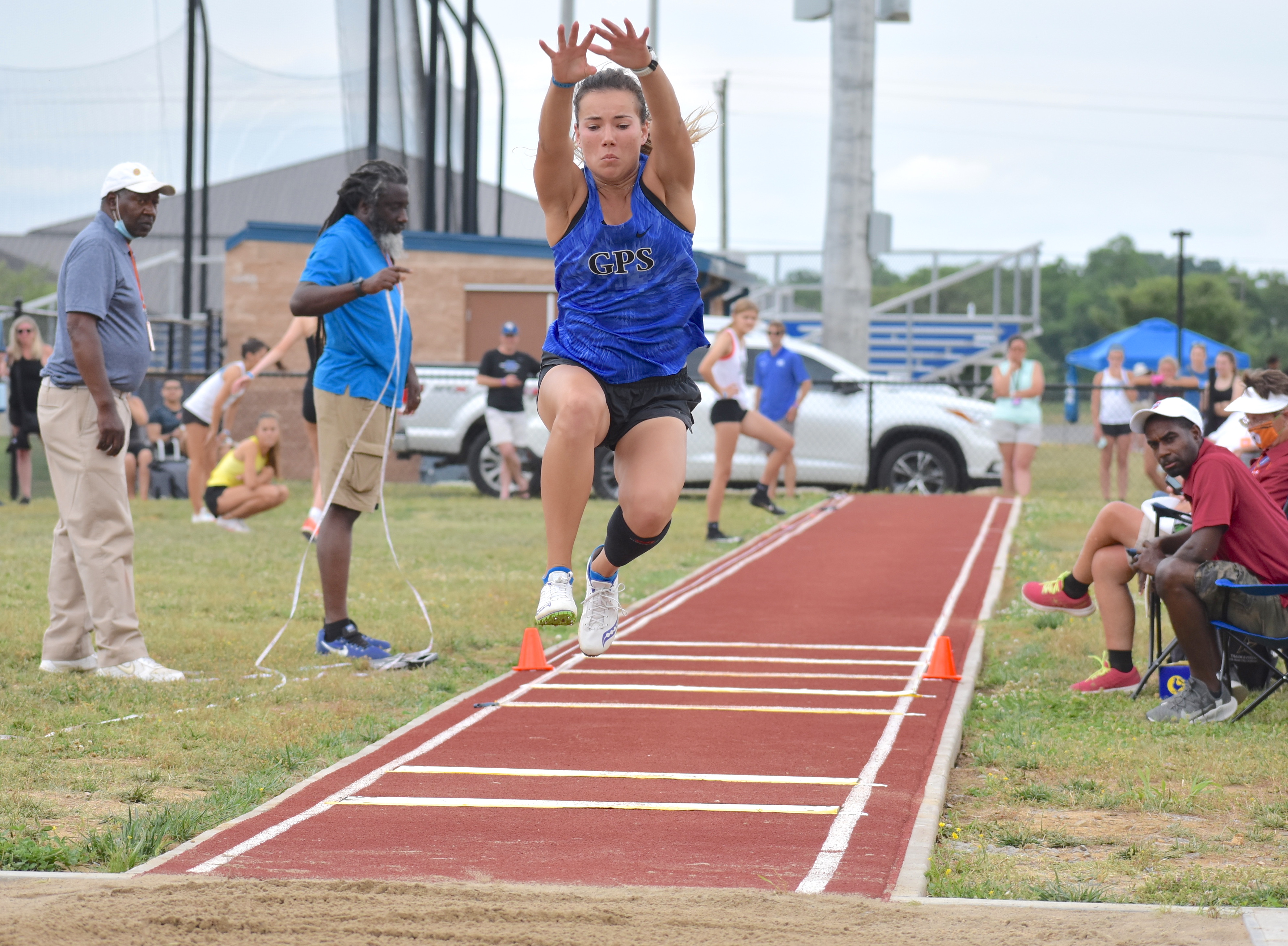 Staff photo by Patrick MacCoon / GPS senior Nicola Van der merwe competes in the triple jump at the TSSAA Division II-AA state meet Wednesday in Murfreesboro.