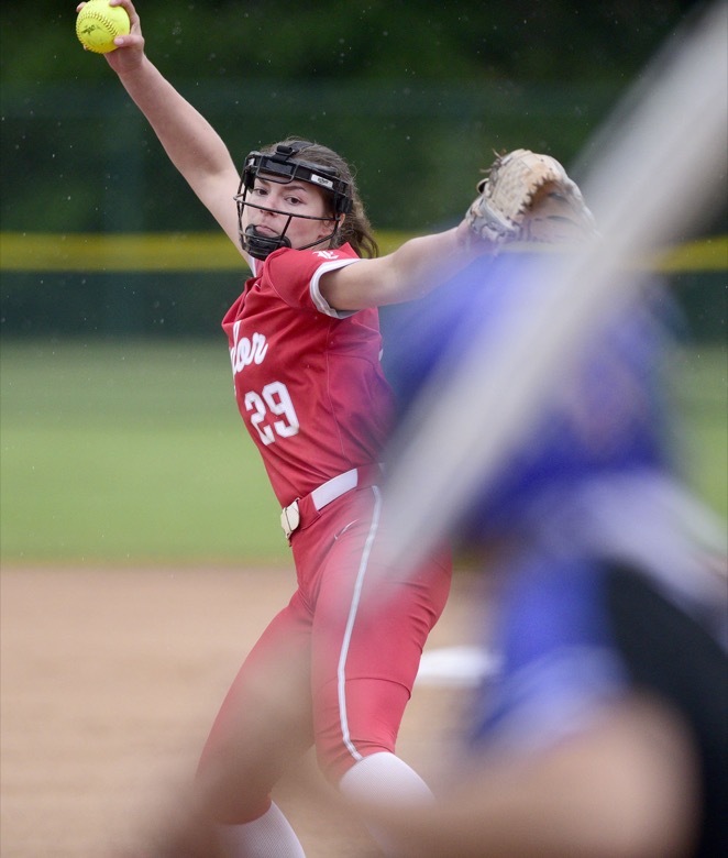 Staff Photo by Robin Rudd / Baylor's Sydney Berzon (29) pitches. Baylor and GPS played in TSSAA Spring Fling softball at the Starplex in Murfreesboro on May 26, 2021.