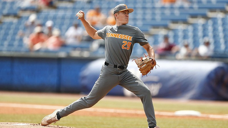 Tennessee Athletics photo / Freshman pitcher Blade Tidwell allowed just two hits in six innings during Tennessee's 11-0 thrashing of Alabama on Friday afternoon in the SEC tournament.