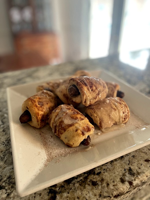 Pigs in a blanket get a breakfast makeover using cinnamon rolls