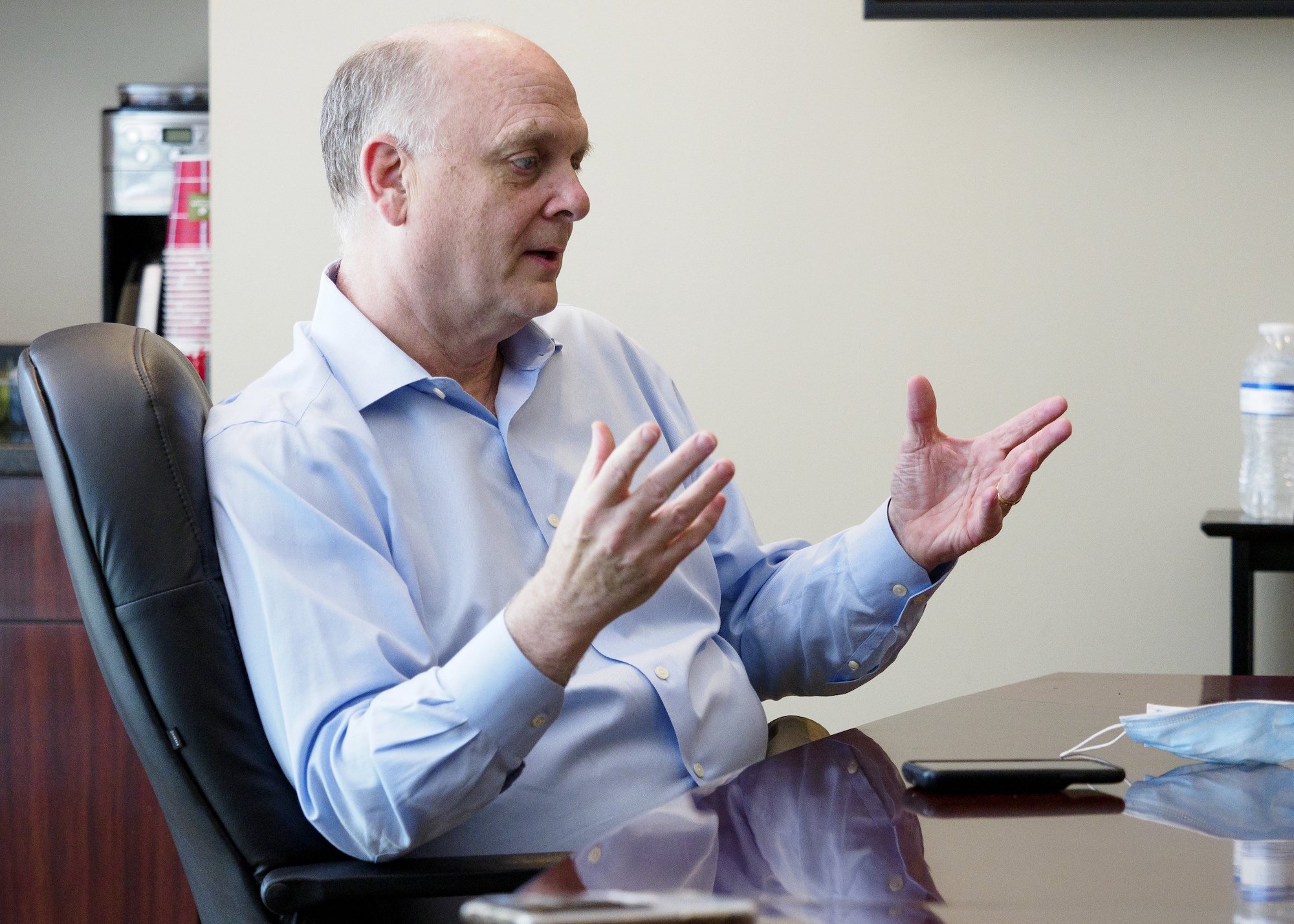 Staff photo by C.B. Schmelter / CEO Dr. Keith Helton talks to the Times Free Press at One to One Health on Thursday, May 27, 2021 in Chattanooga, Tenn.