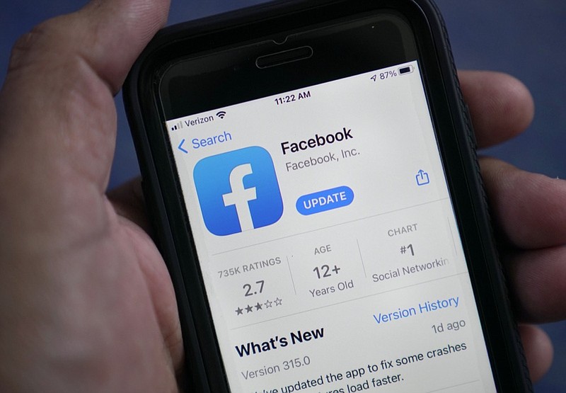 FILE - In this file photo dated Friday, April 23, 2021, the Facebook app is shown on a smart phone, in Surfside, USA. (AP Photo/Wilfredo Lee, FILE)


