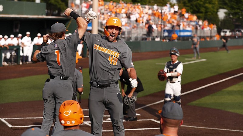 Tennessee Athletics photo / Tennessee's Luc Lipcius (40) hit two home runs Saturday night as the Volunteers thumped Liberty 9-3 to remain undefeated in the Knoxville Regional.