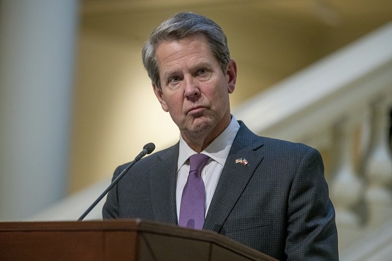 FILE - In this March 16, 2021, file photo, Georgia Gov. Brian Kemp speaks during a news conference at the Georgia State Capitol, in Atlanta. (Alyssa Pointer/Atlanta Journal-Constitution via AP, File)


