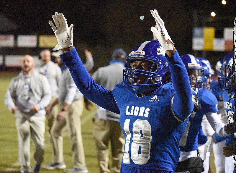 Staff photo by Matt Hamilton / Red Bank's Devin Reviere cheers on his teammates during a home game against Brainerd in the second round of the TSSAA Class 3A playoffs last November. Red Bank reached the state semifinals despite having three games canceled during the regular season due to COVID-19 protocol, and the coronavirus proved disruptive to most area football teams at some point last year.