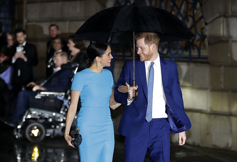Britain's Prince Harry and Meghan, the Duke and Duchess of Sussex arrive at the annual Endeavour Fund Awards in London, Thursday, March 5, 2020. The second baby for the Duke and Duchess of Sussex is officially here: Meghan gave birth to a healthy girl on Friday, June 4, 2021. (AP Photo/Kirsty Wigglesworth, file)

