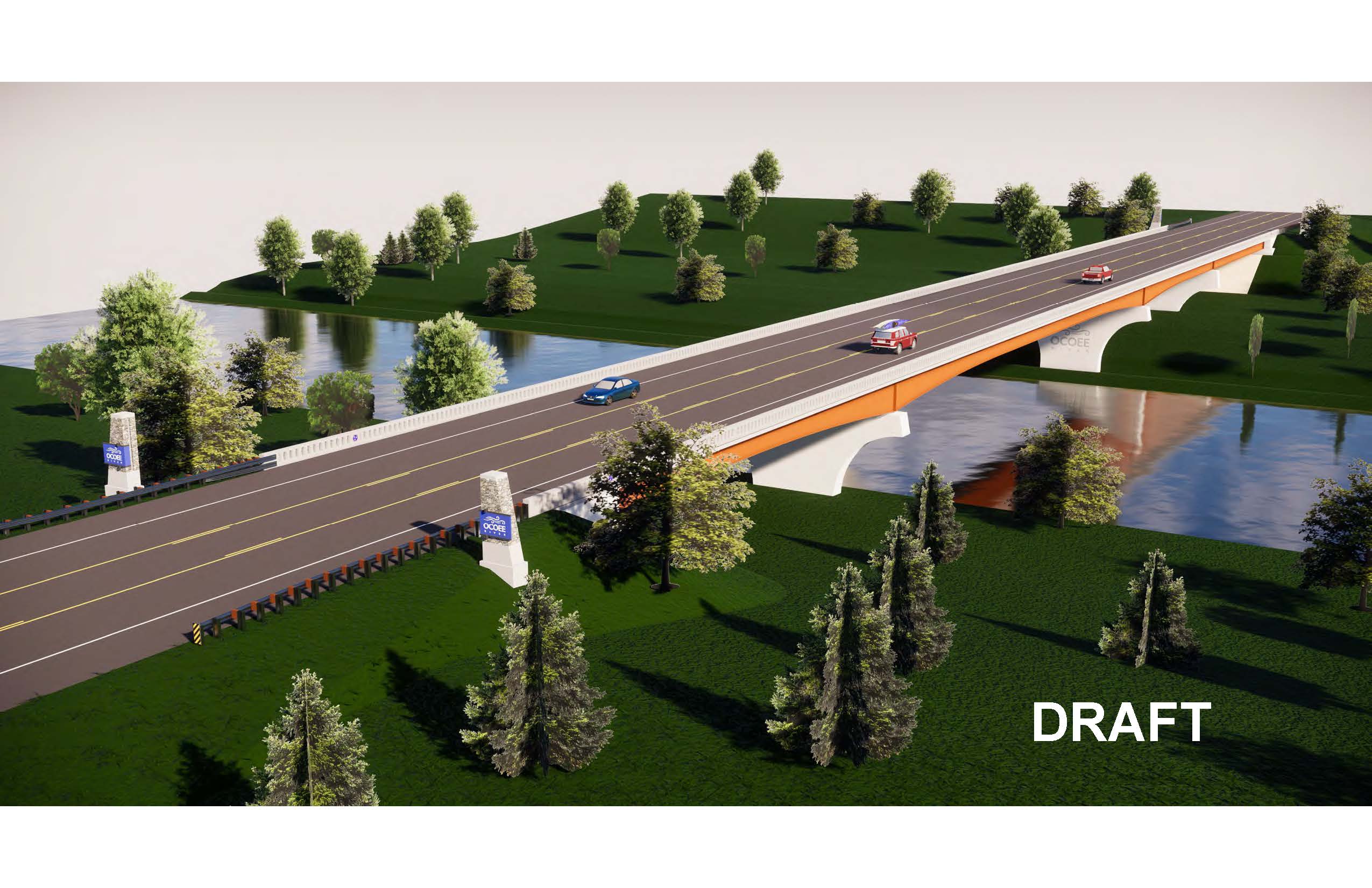 Rendering contributed by the Tennessee Department of Transportation / This rendering by the Tennessee Department of Transportation shows what the final design of the replacement bridge over the Ocoee River on U.S. Highway 64 in Polk County, Tenn., could look like when completed. The contractor is Charles Blalock and Sons Inc.