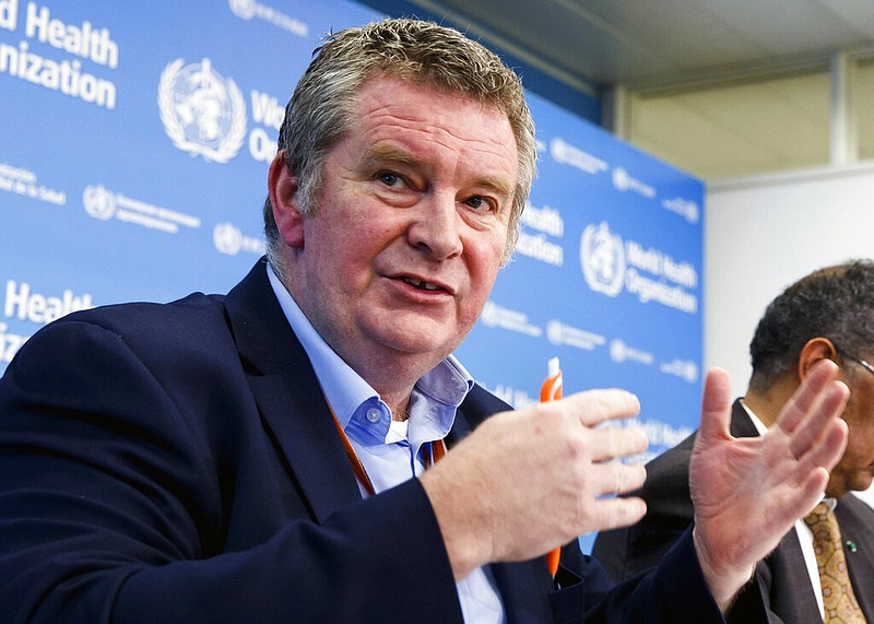 In this Wednesday, Feb. 5, 2020 file photo, Dr. Michael Ryan, executive director of the World Health Organization's Health Emergencies program, speaks during a news conference at the WHO headquarters in Geneva, Switzerland. Top World Health Organization official Dr. Michael Ryan, said Monday June 7, 2021, he estimates that worldwide COVID-19 vaccination coverage of over 80% is needed to significantly lower the chance that an imported coronavirus case could spawn a cluster or a wider outbreak. (Salvatore Di Nolfi/Keystone FILE via AP)