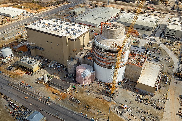 Contributed photo by Georgia Power / Construction work continues on two new AP1000 reactors being added at Plant Vogtle south of Augusta, Georgia