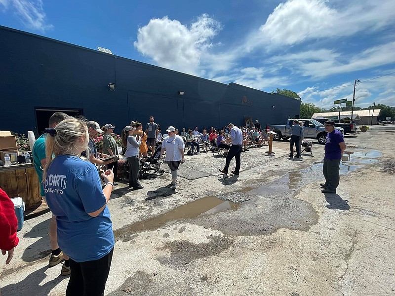 Photo contributed by Dane Maddux / A post-cleanup Sunday worship in Summerville hosted by a number of churches in the area following Saturday night's storm.