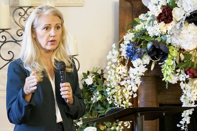 Staff photo by C.B. Schmelter / State Rep. Robin Smith speaks to the Hamilton County Republican Women's Club at Mountain Oaks Tea Room on Tuesday, Oct. 20, 2020, in Ooltewah, Tenn.