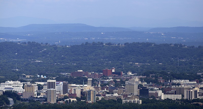 Staff file photo / Downtown Chattanooga is seen from an overlook in the TVA's Raccoon Mountain Pumped Storage Facility.