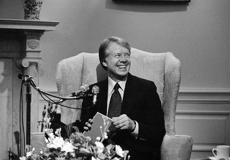 Associated Press File Photo / A smiling, chatty President Jimmy Carter wasn't so smiling and chatty on the campaign trail while running against Sen. Ted Kennedy for the 1980 Democratic presidential nomination, according to the book "Camelot's End: Kennedy vs. Carter and the Fight that Broke the Democratic Party."