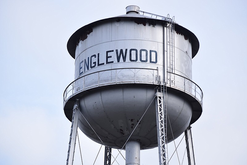 Staff file photo by Ben Benton / Preservation of Englewood, Tennessee's iconic water tower, listed last year on the National Register of Historic Places, recently got a $30,000 boost through a Tennessee Historical Commission Historic Preservation Grant. The water tower, shown here on Jan. 16, 2020, was built in 1937 and is 144 feet tall. 