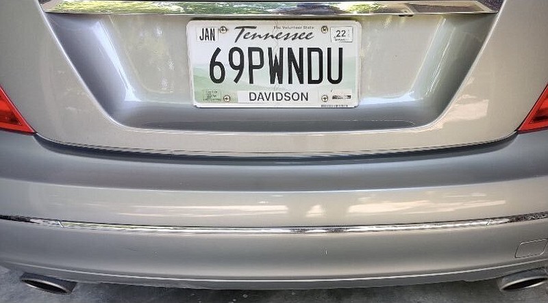 This image appears on the first page of the lawsuit filed by Leah Gilliam contesting revocation of her personalized license plate. / Photo taken from Davidson County court filing