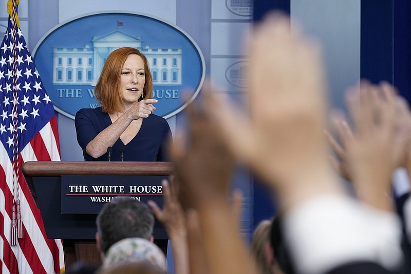 Photo by Patrick Semansky of The Associated Press / White House press secretary Jen Psaki takes questions from reporters during a briefing at the White House on July 2, 2021, in Washington.