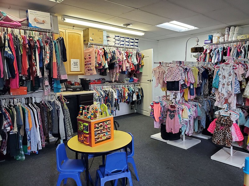 Photo by Samantha Burgess / The Flourish Foster Care Closet now dedicated for children (as opposed to teens) is seen inside the State Farm office of Erin Crane at 2 Forrest Road in Fort Oglethorpe.