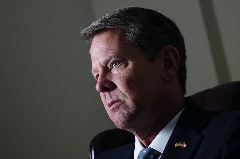 In this July 7, 2021, photo Georgia Gov. Brian Kemp speaks during an interview at his campaign office in Atlanta. (AP Photo/John Bazemore)


