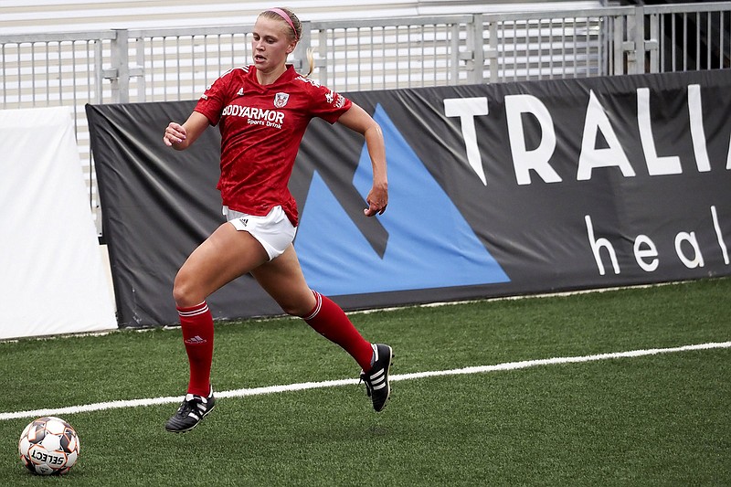 Staff file photo / Mackenzie Smith scored the first goal of the Chattanooga Lady Red Wolves' 2-1 win Friday night against Southern Soccer Academy.